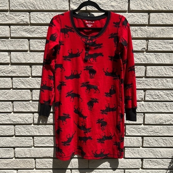 Little Blue House (Hatley) Moose on Red Nightdress Sz S - Picture 2 of 10